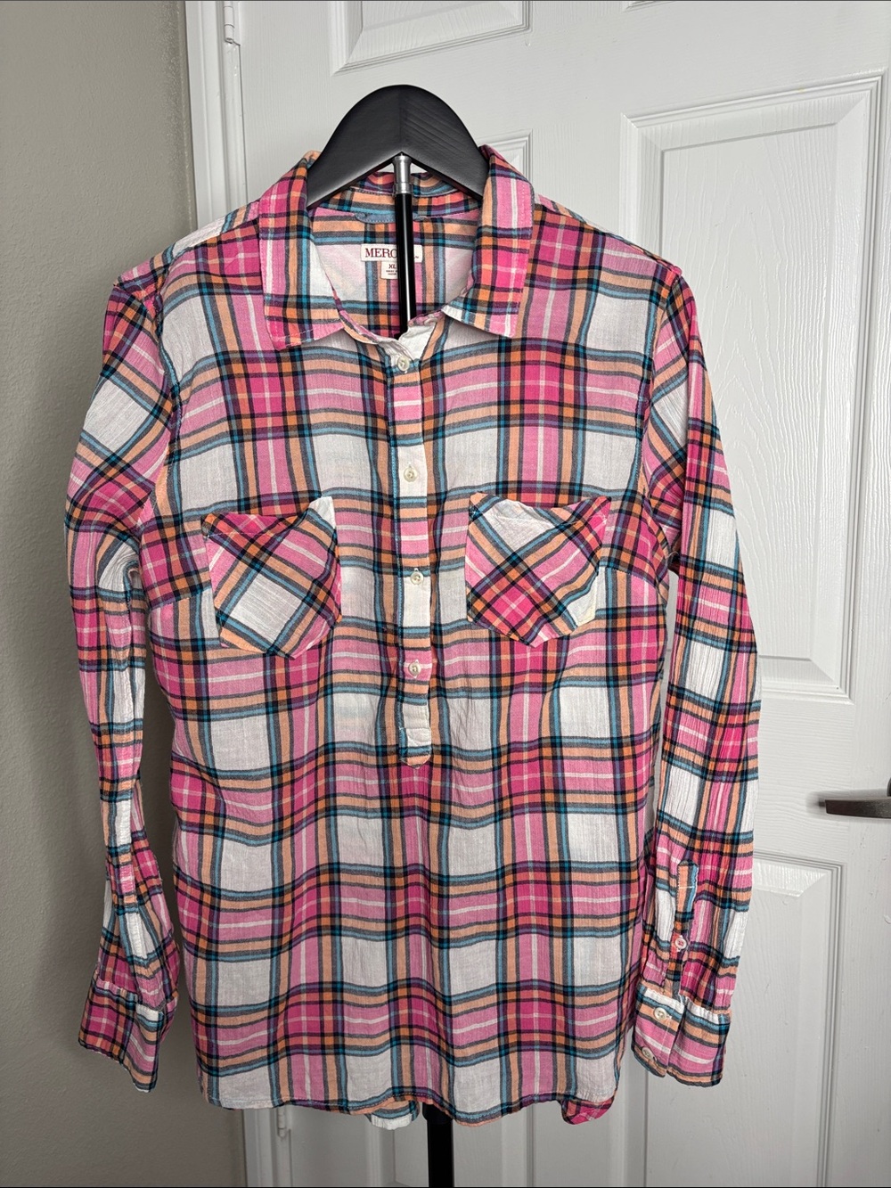 Merona Pink Plaid Button-Up Shirt